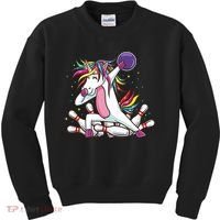 Dabbing Bowling Unicorn for Bowling Team Birthday Kids Sweatshirt thumb 0