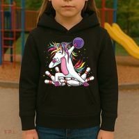 Dabbing Bowling Unicorn for Bowling Team Birthday Kids Hoodie thumb 3