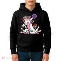 Dabbing Bowling Unicorn for Bowling Team Birthday Kids Hoodie thumb 4