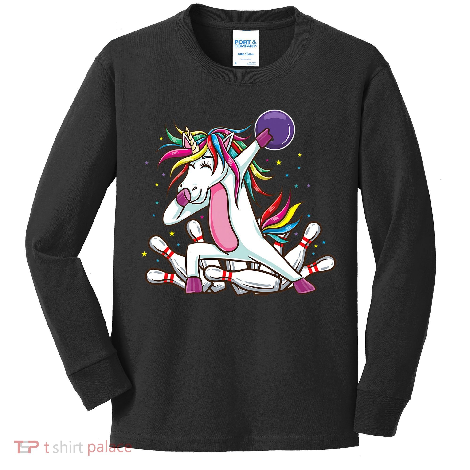 Dabbing Bowling Unicorn for Bowling Team Birthday Kids Long Sleeve Shirt