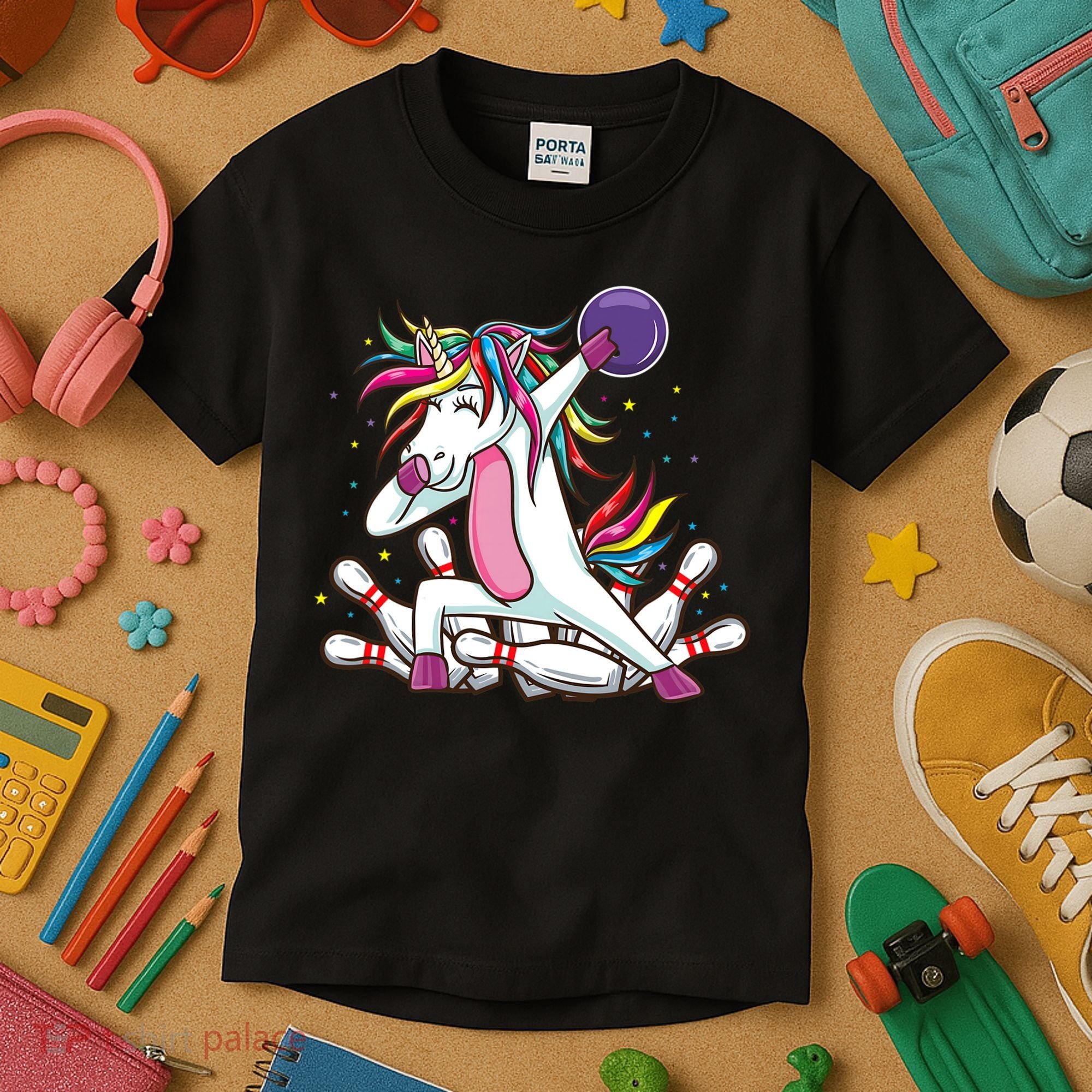 Dabbing Bowling Unicorn for Bowling Team Birthday Kids T-Shirt