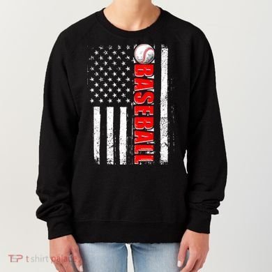 Distressed Baseball USA American Flag Women's Sweatshirt
