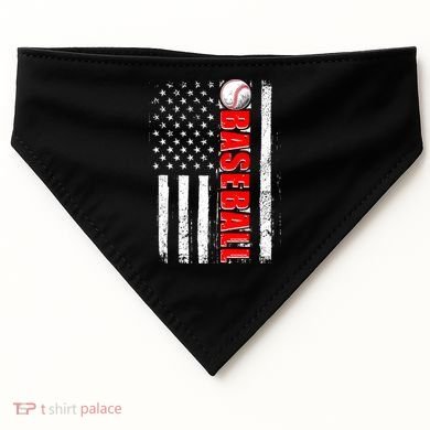 Distressed Baseball USA American Flag USA-Made Doggie Bandana
