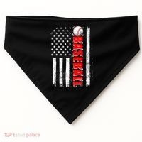 Distressed Baseball USA American Flag USA-Made Doggie Bandana thumb 0