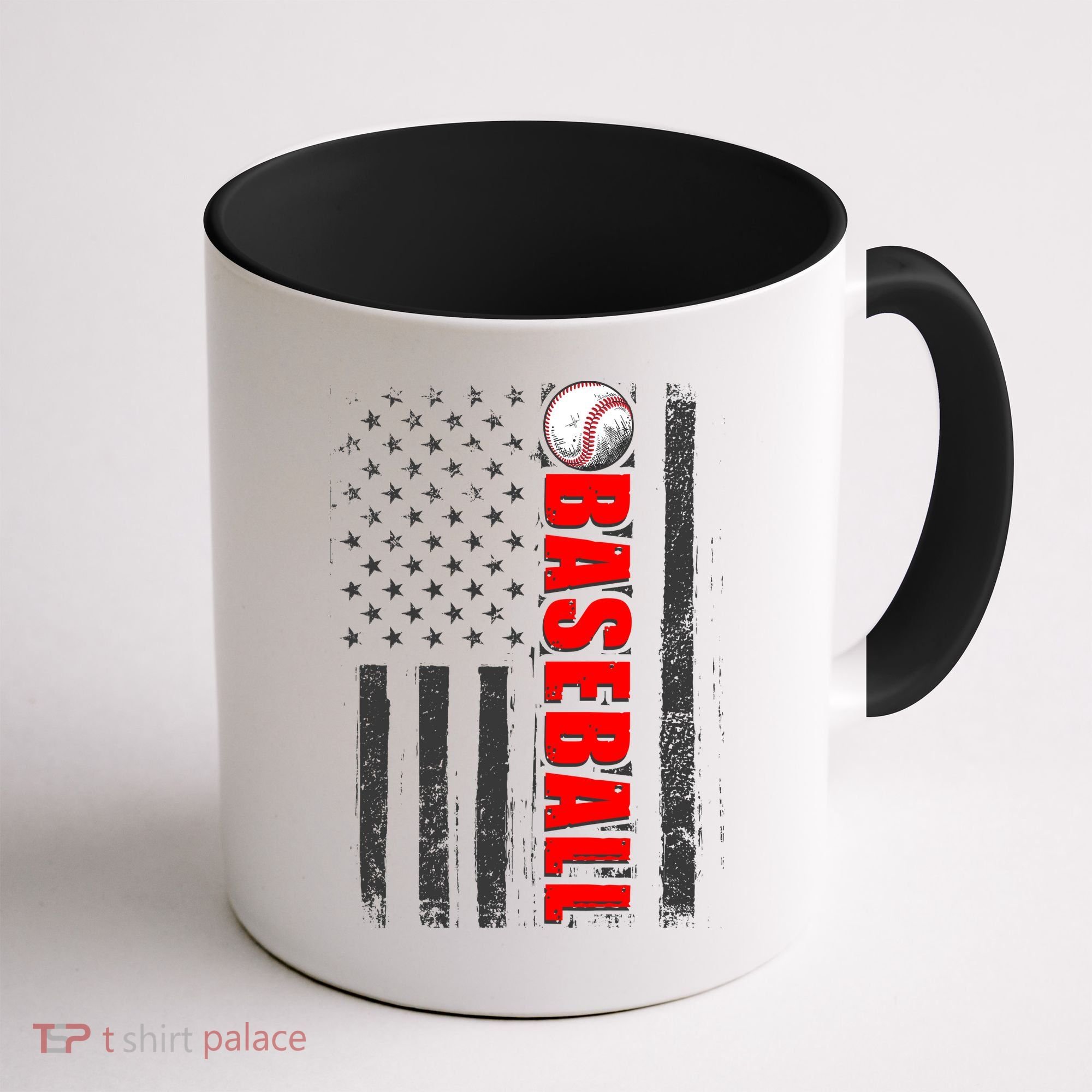 Distressed Baseball USA American Flag Coffee Mug