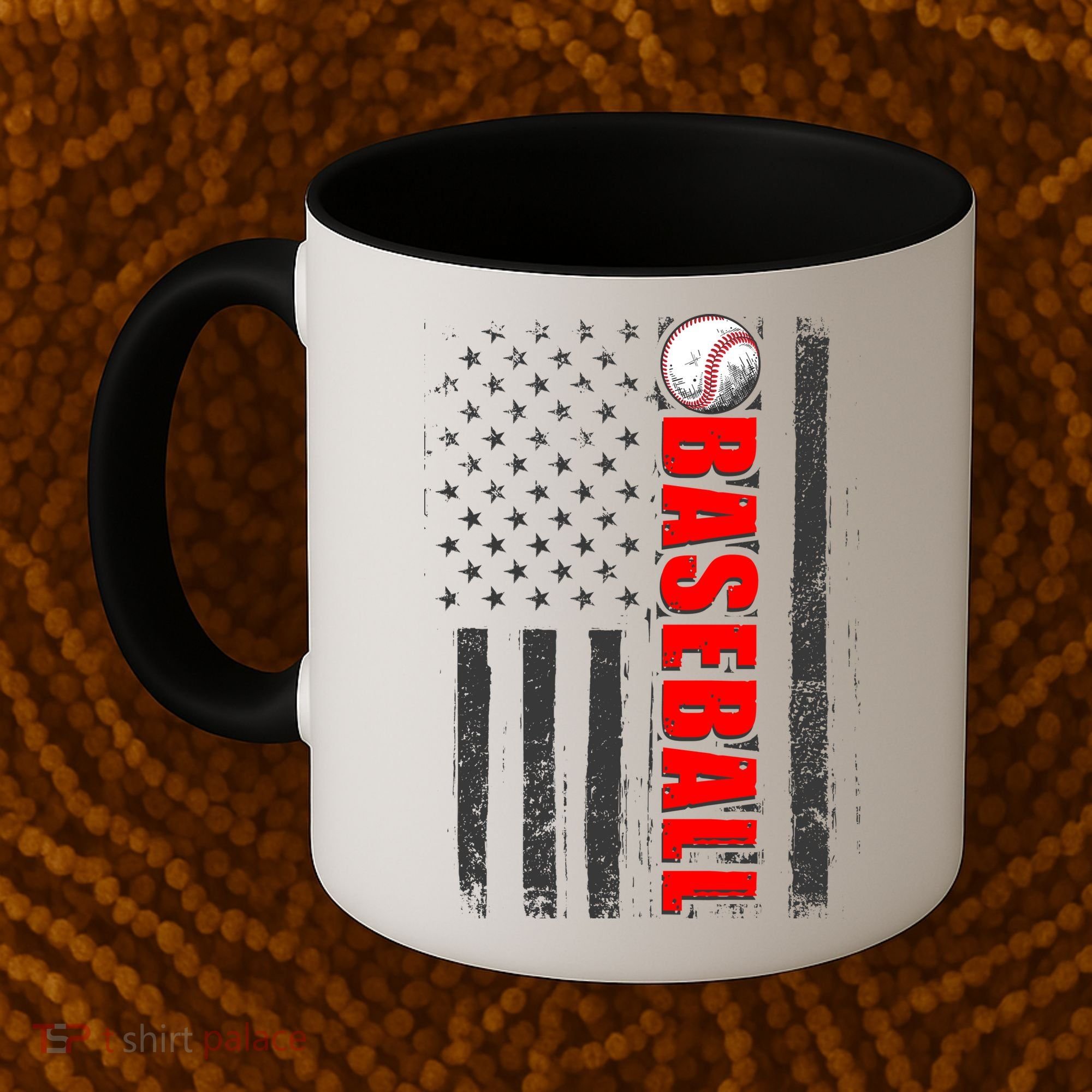 Distressed Baseball USA American Flag Coffee Mug