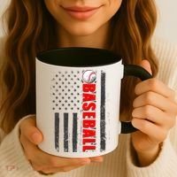 Distressed Baseball USA American Flag Coffee Mug thumb 3