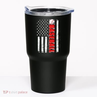 Distressed Baseball USA American Flag Tumbler