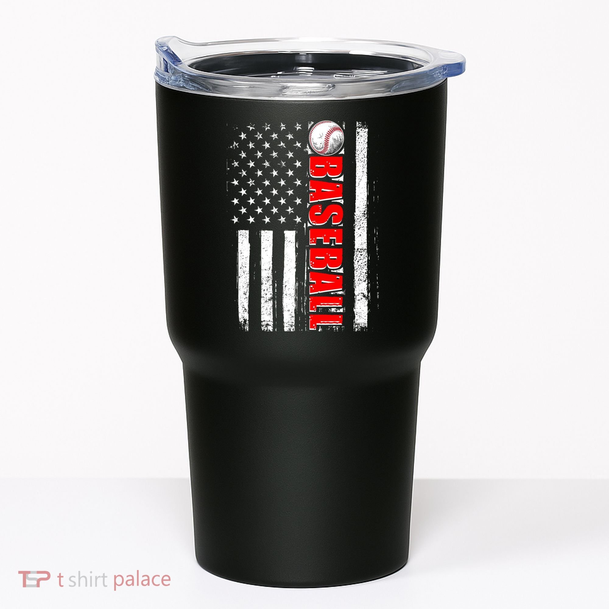 Distressed Baseball USA American Flag Tumbler