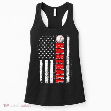 Distressed Baseball USA American Flag Women's Tank Top