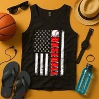 Distressed Baseball USA American Flag Tank Top thumb 4