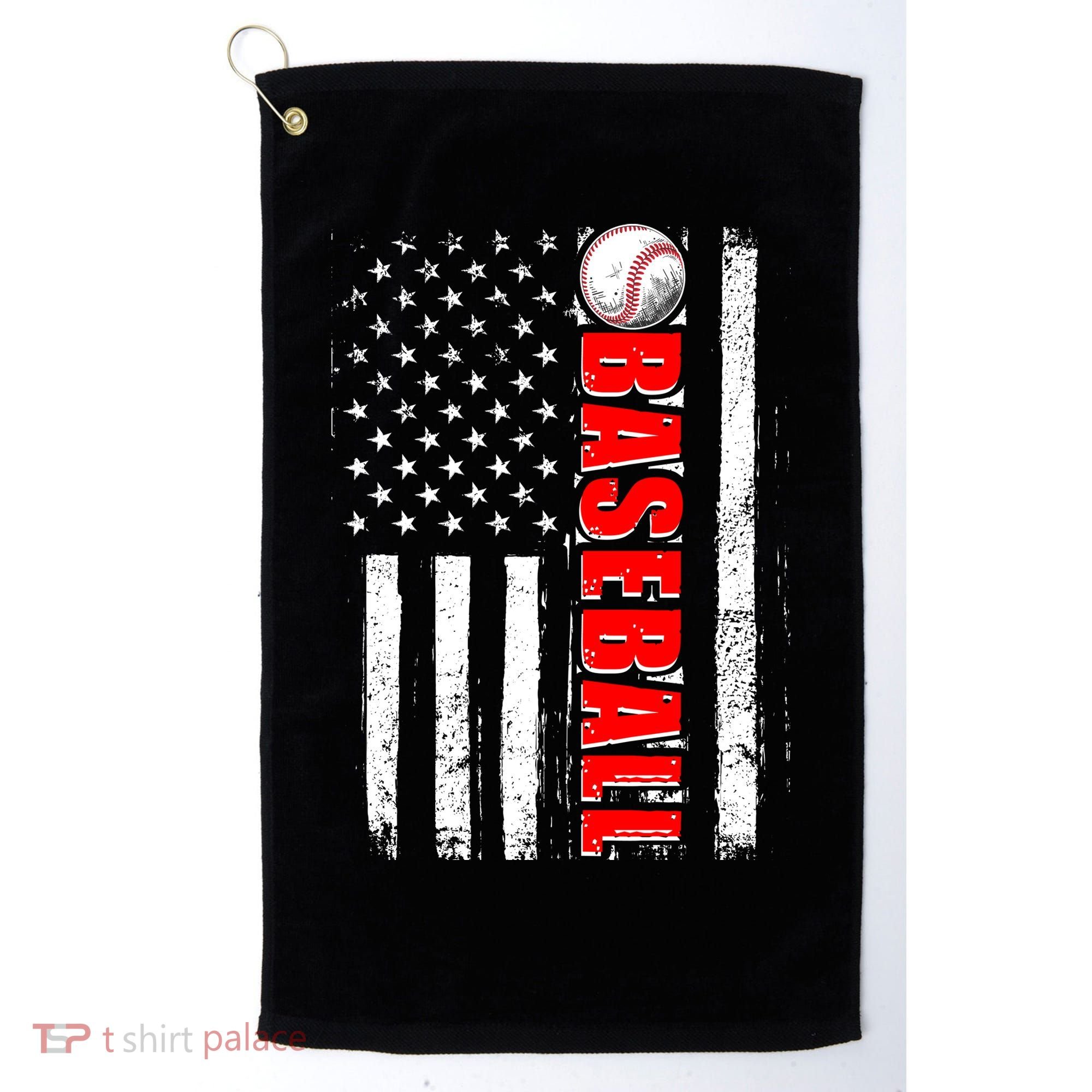 Distressed Baseball USA American Flag Golf Towel