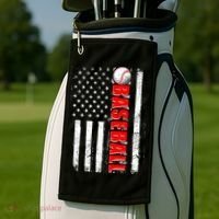 Distressed Baseball USA American Flag Golf Towel thumb 2