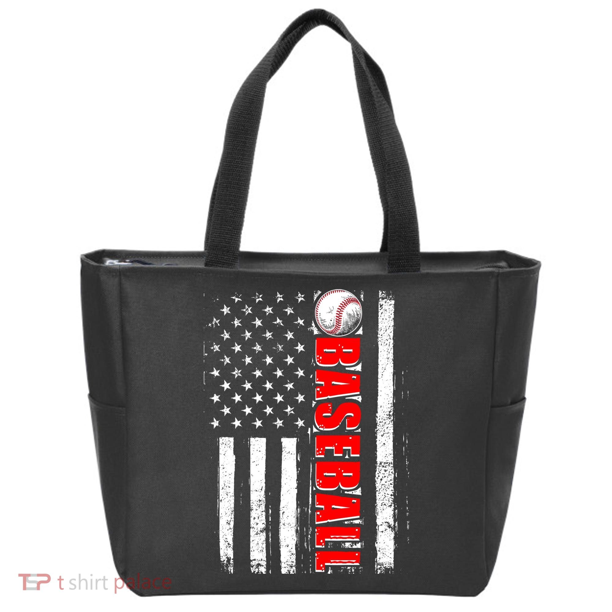 Distressed Baseball USA American Flag Tote Bag
