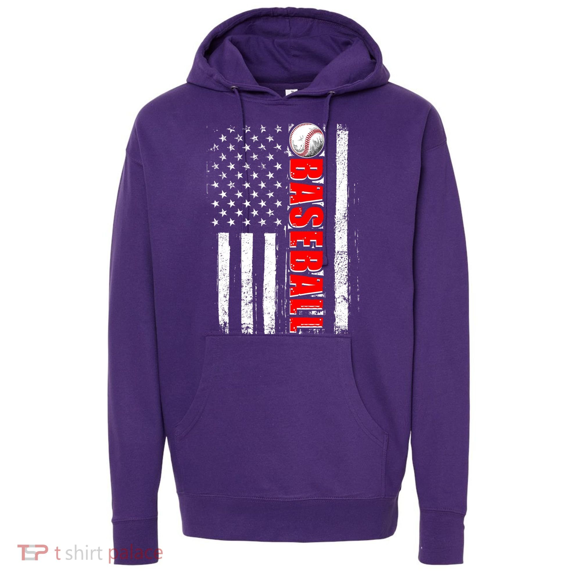 Distressed Baseball USA American Flag Hoodie