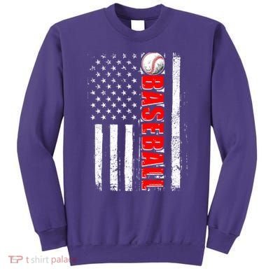 Distressed Baseball USA American Flag Sweatshirt