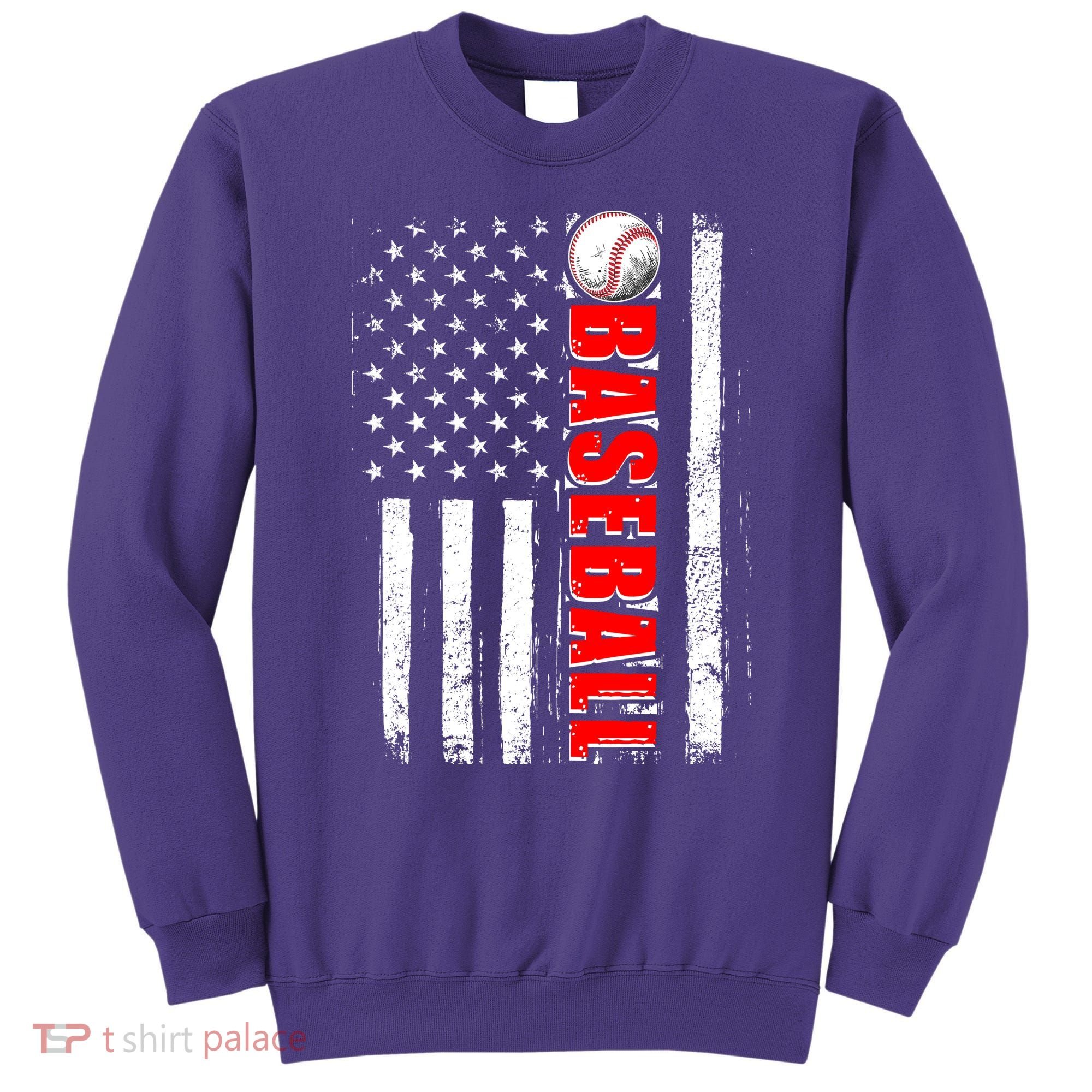Distressed Baseball USA American Flag Sweatshirt