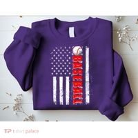 Distressed Baseball USA American Flag Sweatshirt thumb 2
