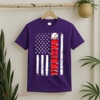 Distressed Baseball USA American Flag T-Shirt thumb 2