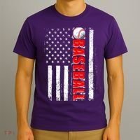 Distressed Baseball USA American Flag T-Shirt thumb 3