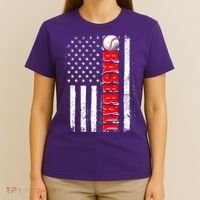 Distressed Baseball USA American Flag T-Shirt thumb 4