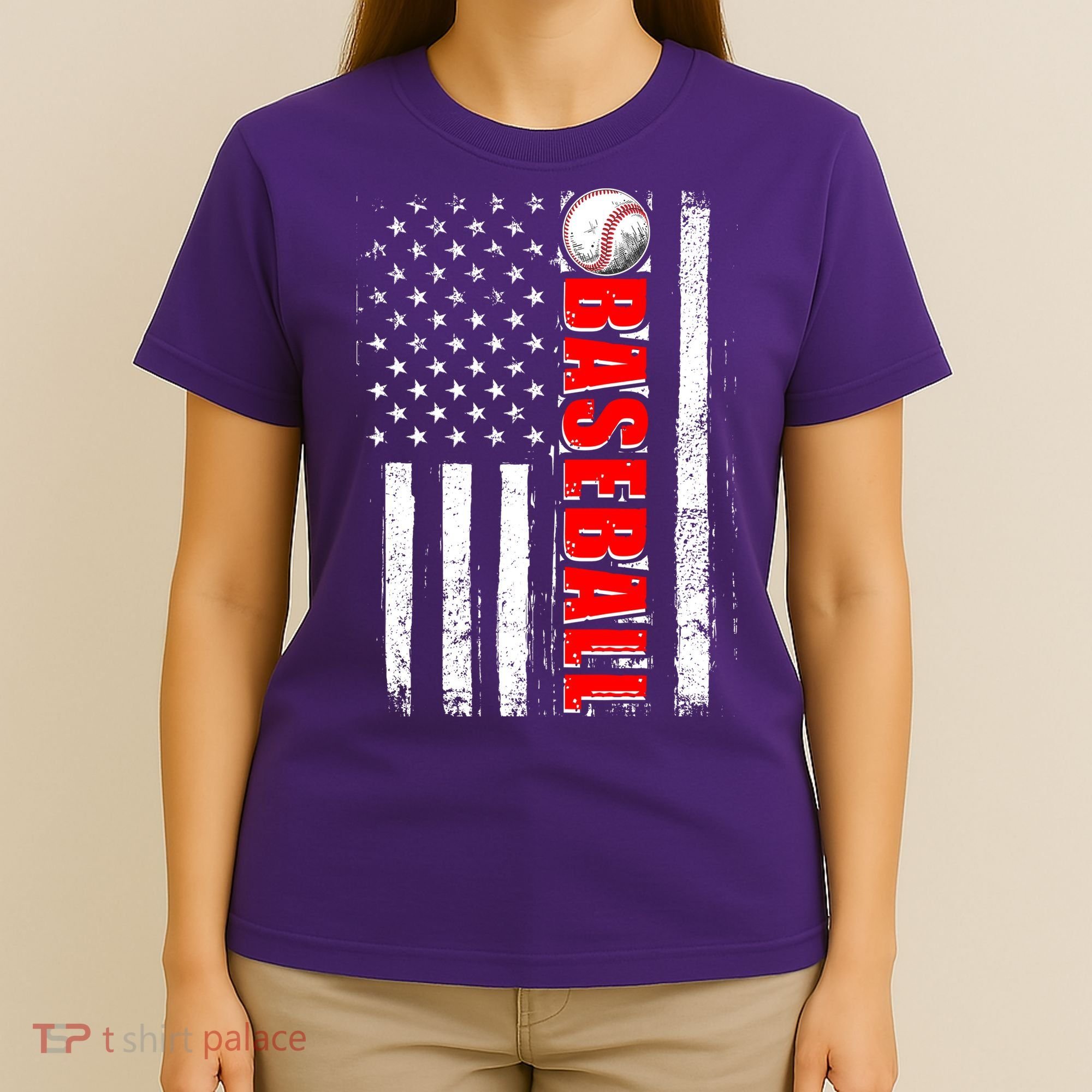 Distressed Baseball USA American Flag T-Shirt