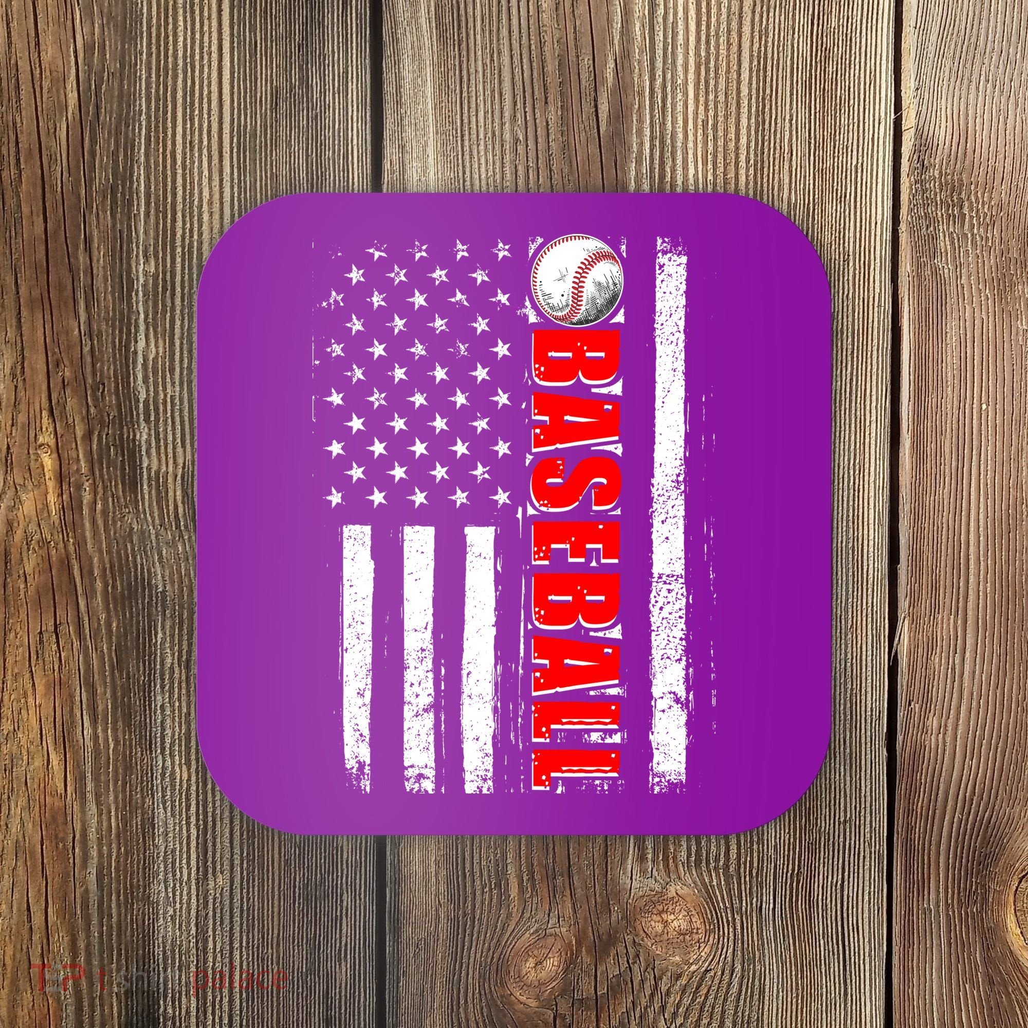 Distressed Baseball USA American Flag Coaster