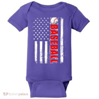 Distressed Baseball USA American Flag Baby Bodysuit