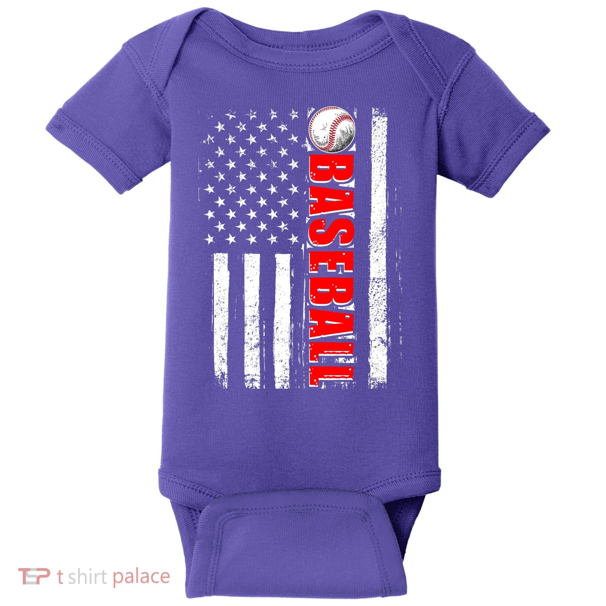 Distressed Baseball USA American Flag Baby Bodysuit