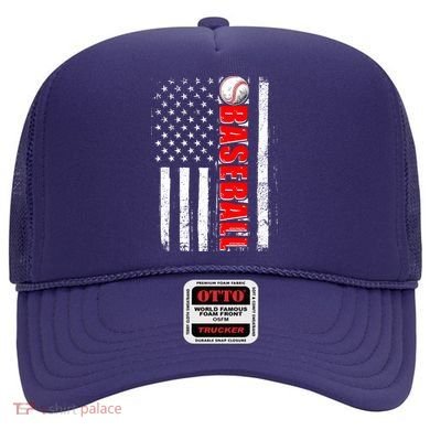 Distressed Baseball USA American Flag Hat