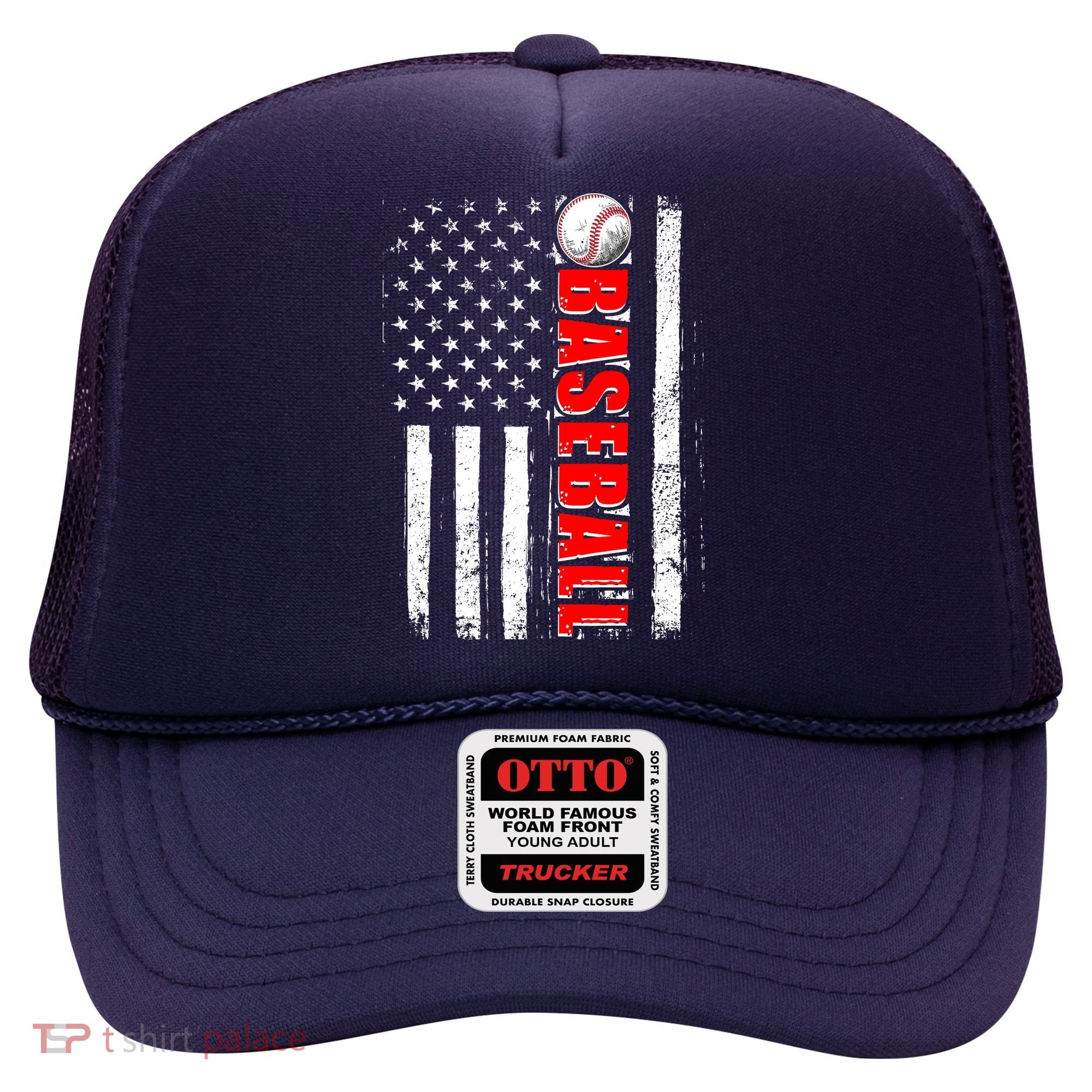Distressed Baseball USA American Flag Hat