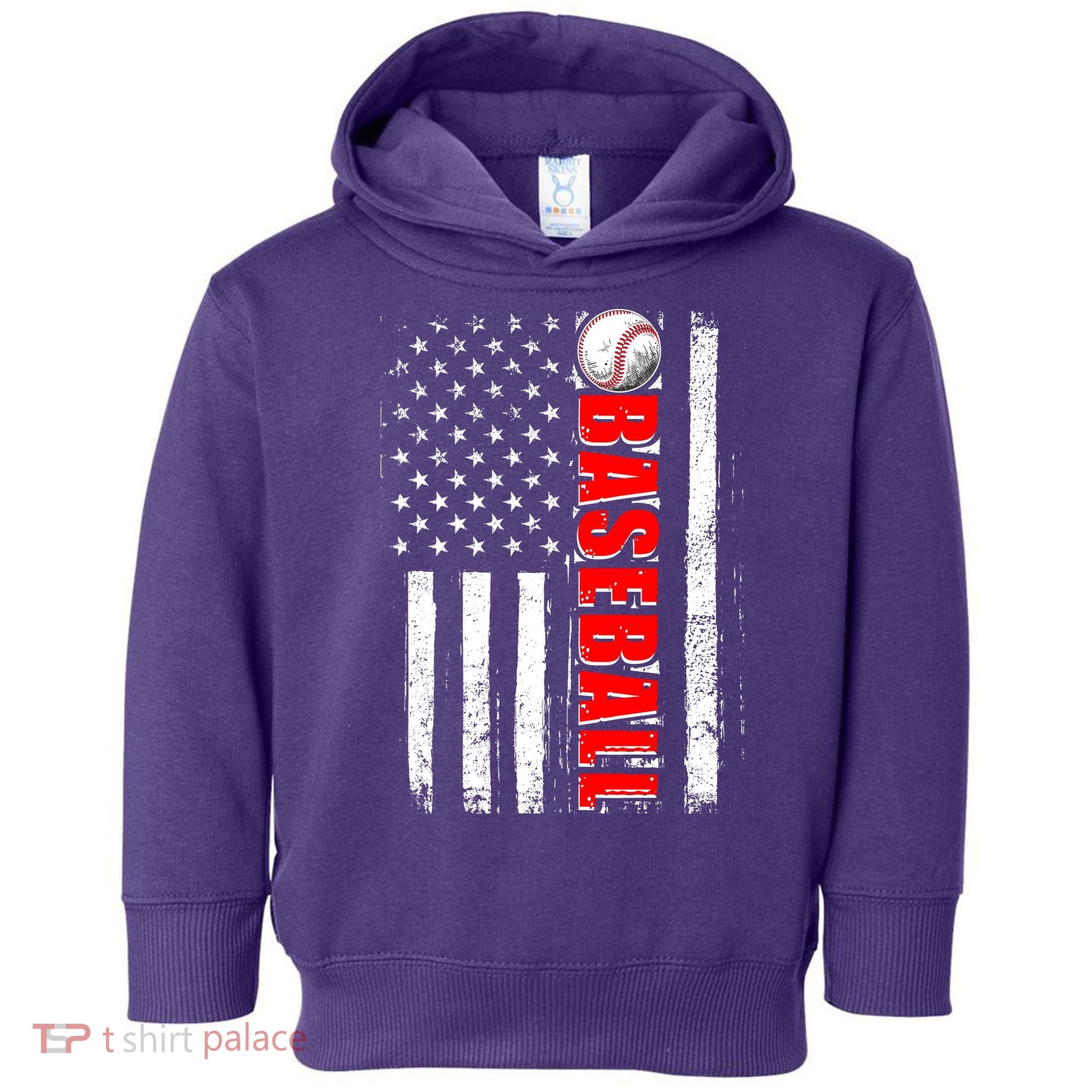 Distressed Baseball USA American Flag Toddler Hoodie