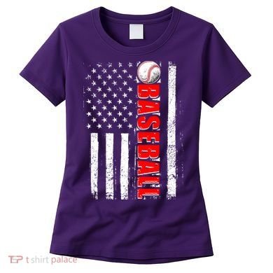 Distressed Baseball USA American Flag Women's T-Shirt