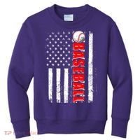 Distressed Baseball USA American Flag Kids Sweatshirt thumb 0