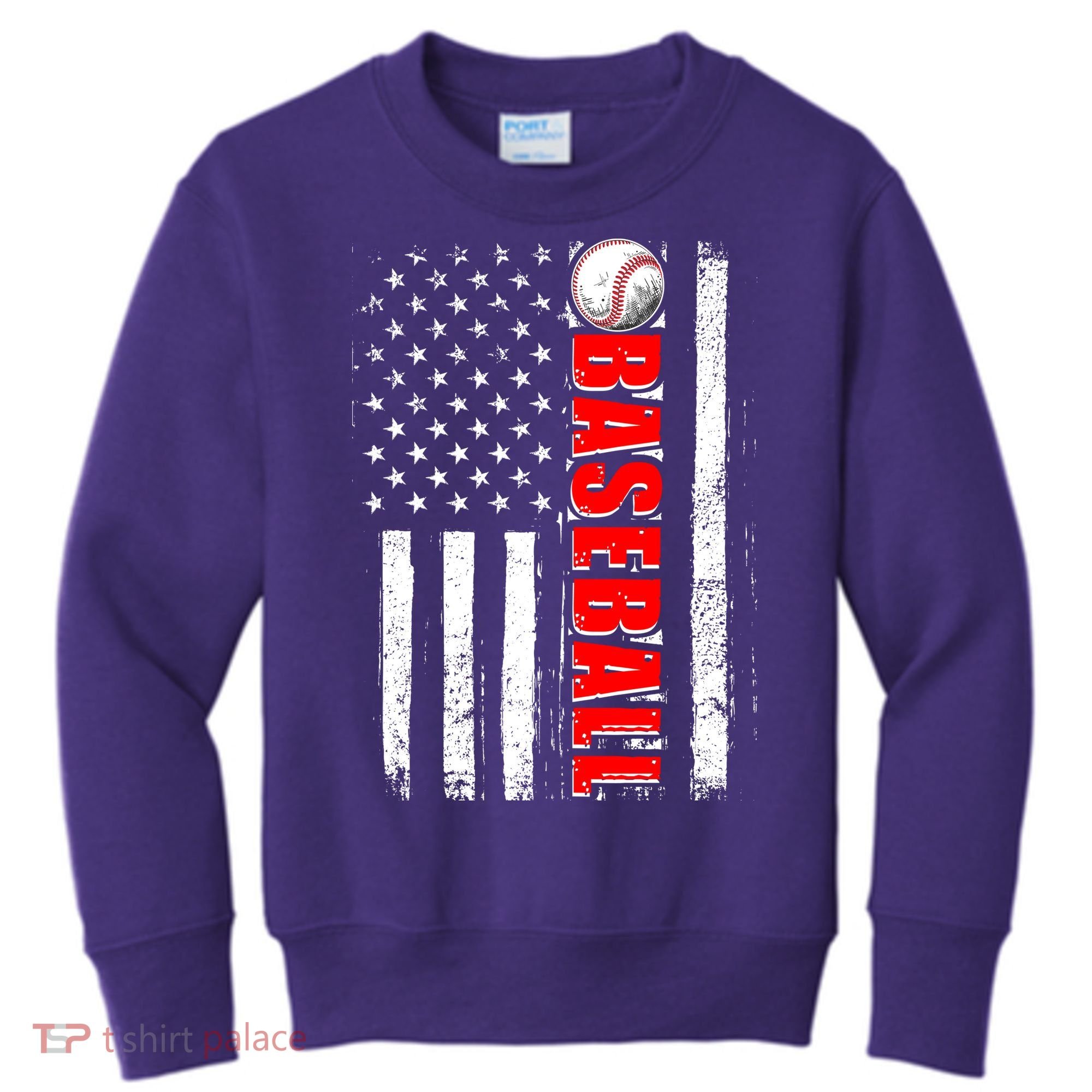 Distressed Baseball USA American Flag Kids Sweatshirt