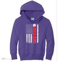 Distressed Baseball USA American Flag Kids Hoodie thumb 0