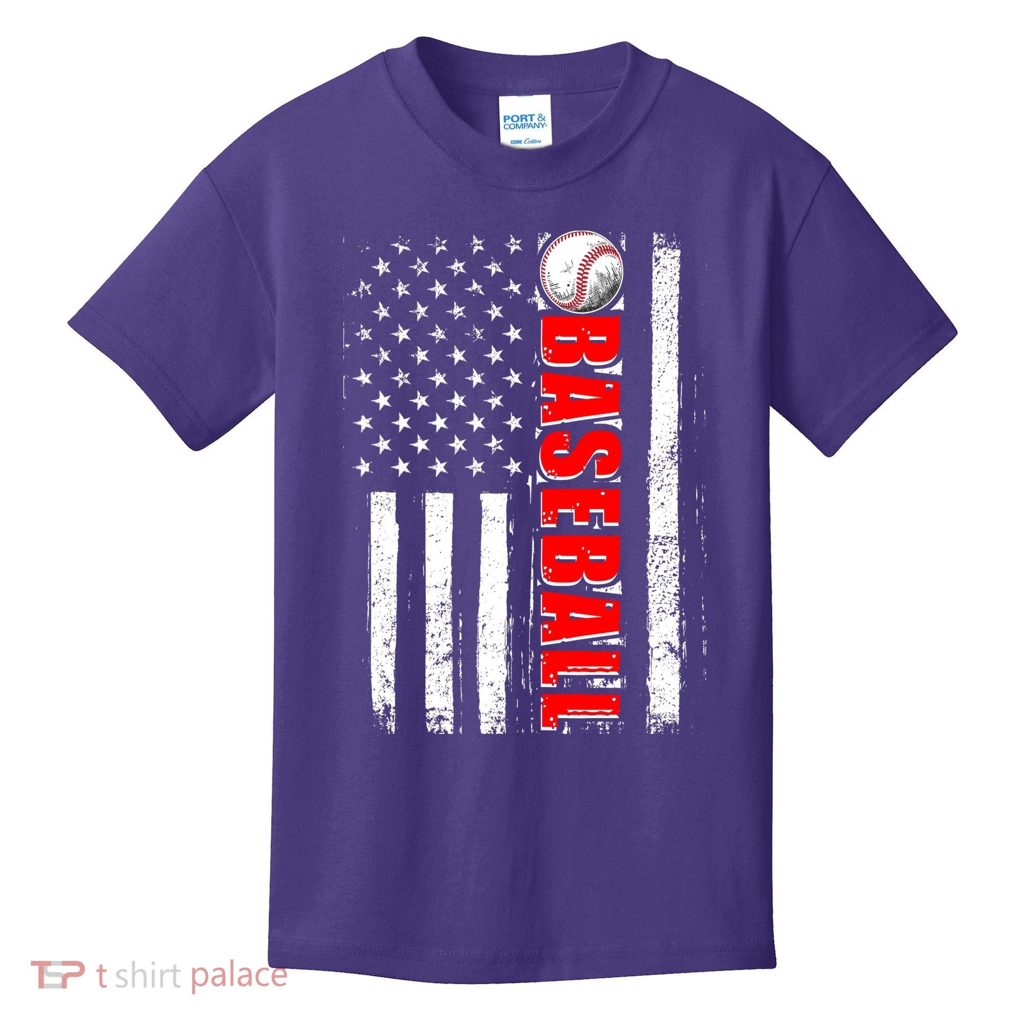 Distressed Baseball USA American Flag Kids T-Shirt