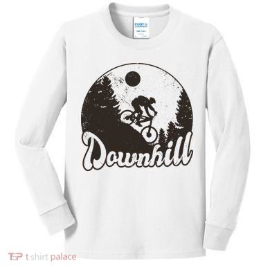 Downhill Biking Vintage Kids Long Sleeve Shirt
