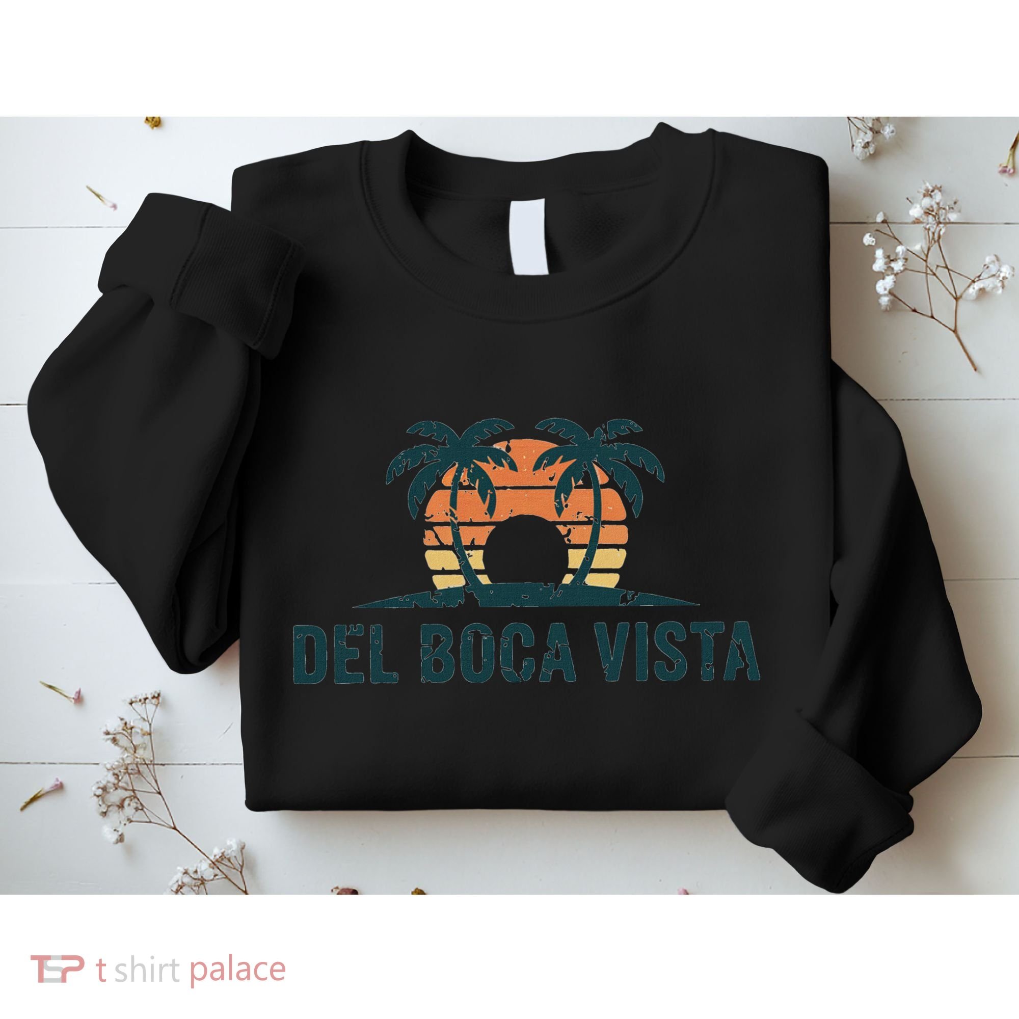 Del Boca Vista Retirement Community Funny Sunset Graphic Sweatshirt