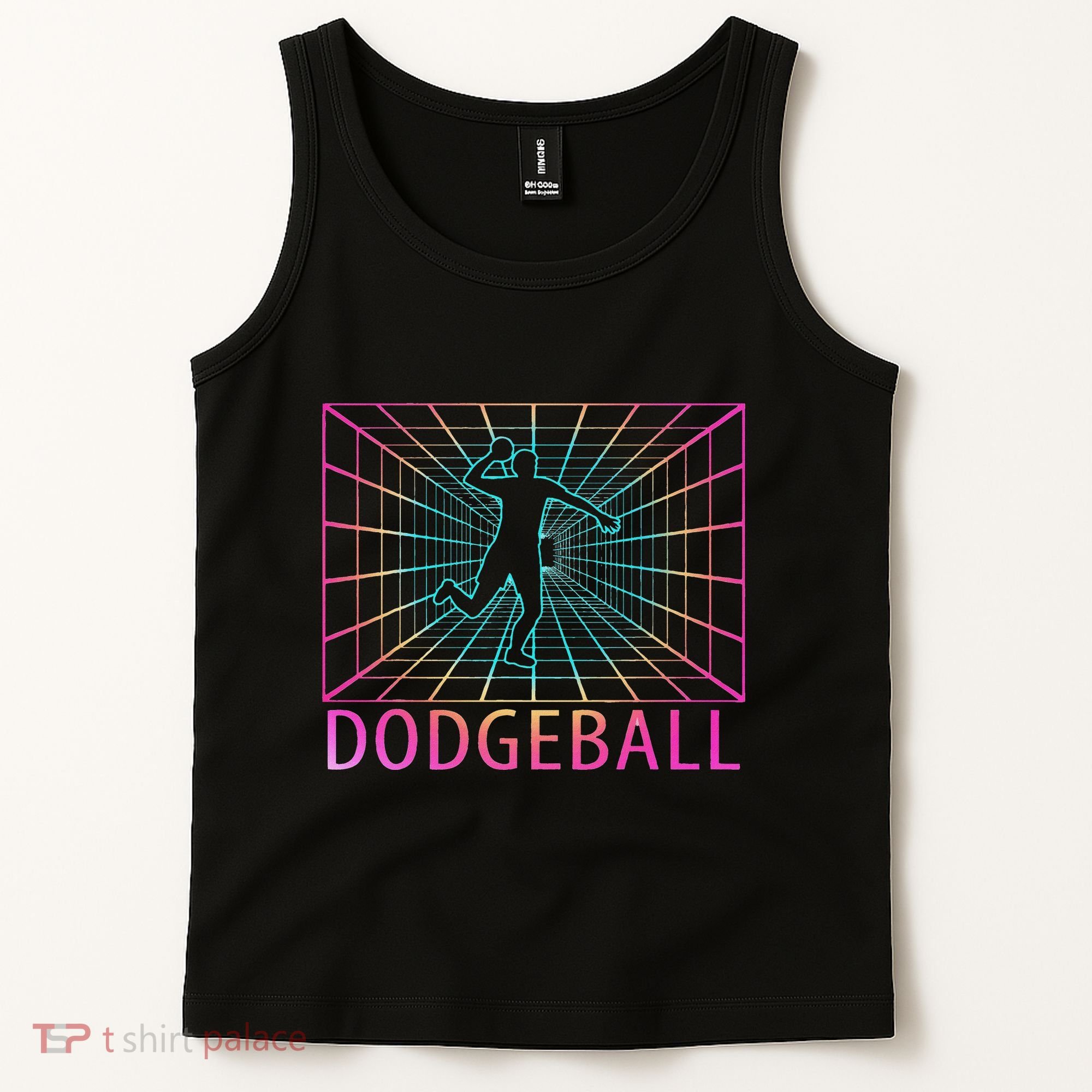 Dodgeball Black V Neck Short Sleeve Cotton Classic Fit Tank Top