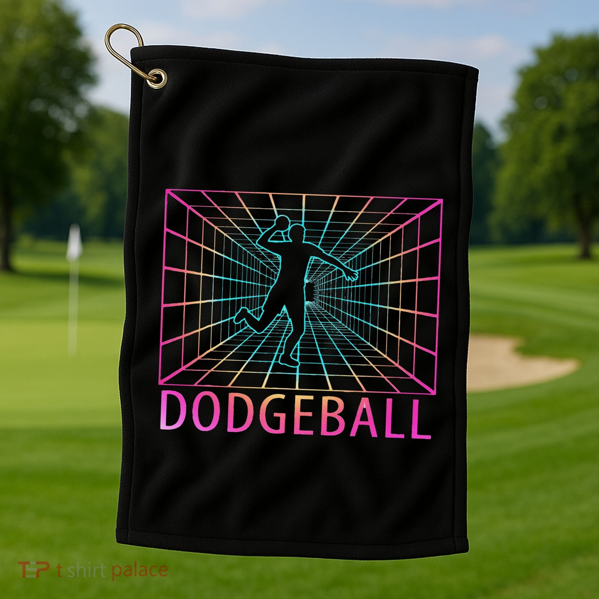 Dodgeball Black V Neck Short Sleeve Cotton Classic Fit Golf Towel
