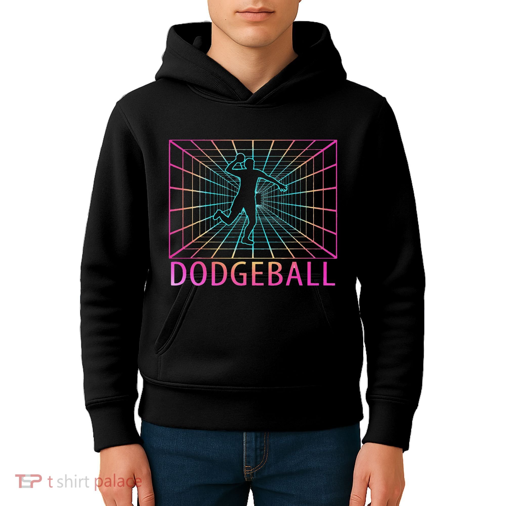 Dodgeball Black V Neck Short Sleeve Cotton Classic Fit Kids Hoodie