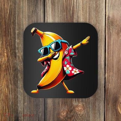 Dabbing Banana Wearing Sunglasses Dab Dance Coaster