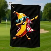 Dabbing Banana Wearing Sunglasses Dab Dance Golf Towel thumb 1