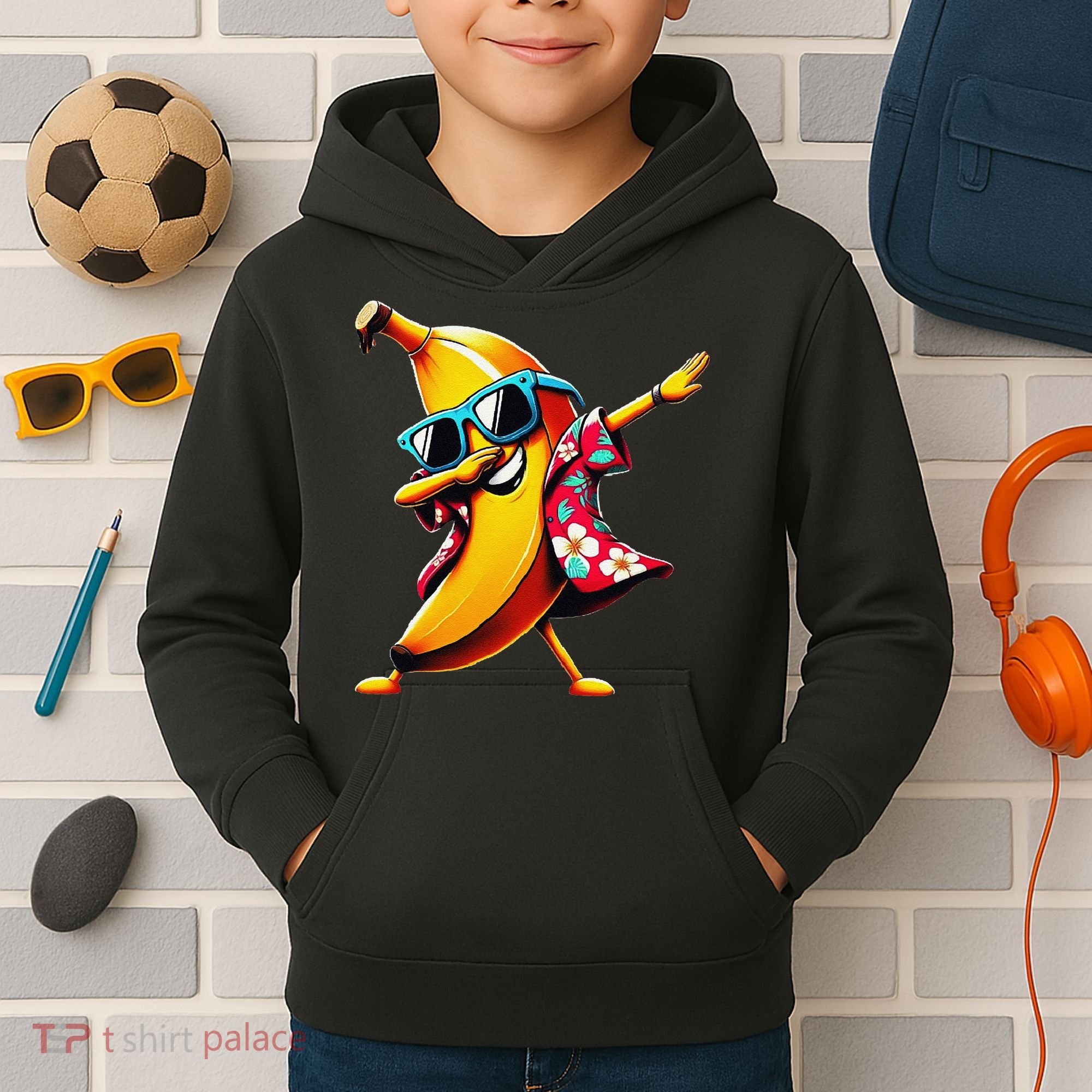 Dabbing Banana Wearing Sunglasses Dab Dance Kids Hoodie