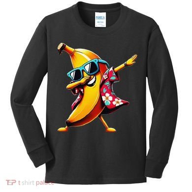 Dabbing Banana Wearing Sunglasses Dab Dance Kids Long Sleeve Shirt