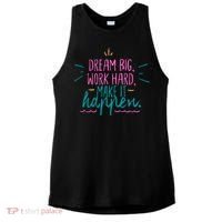 Dream Big Work Hard Make It Happen Quote Ladies PosiCharge Tri-Blend Wicking Tank thumb 0