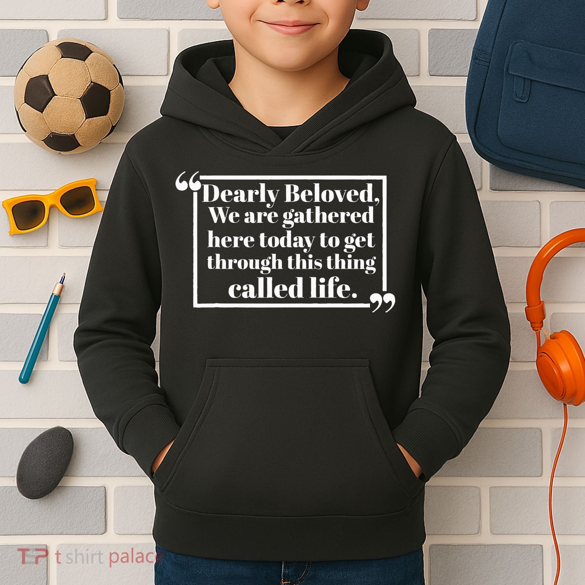 Dearly Beloved We Are Gathered Here Today To Get Through (1) Kids Hoodie