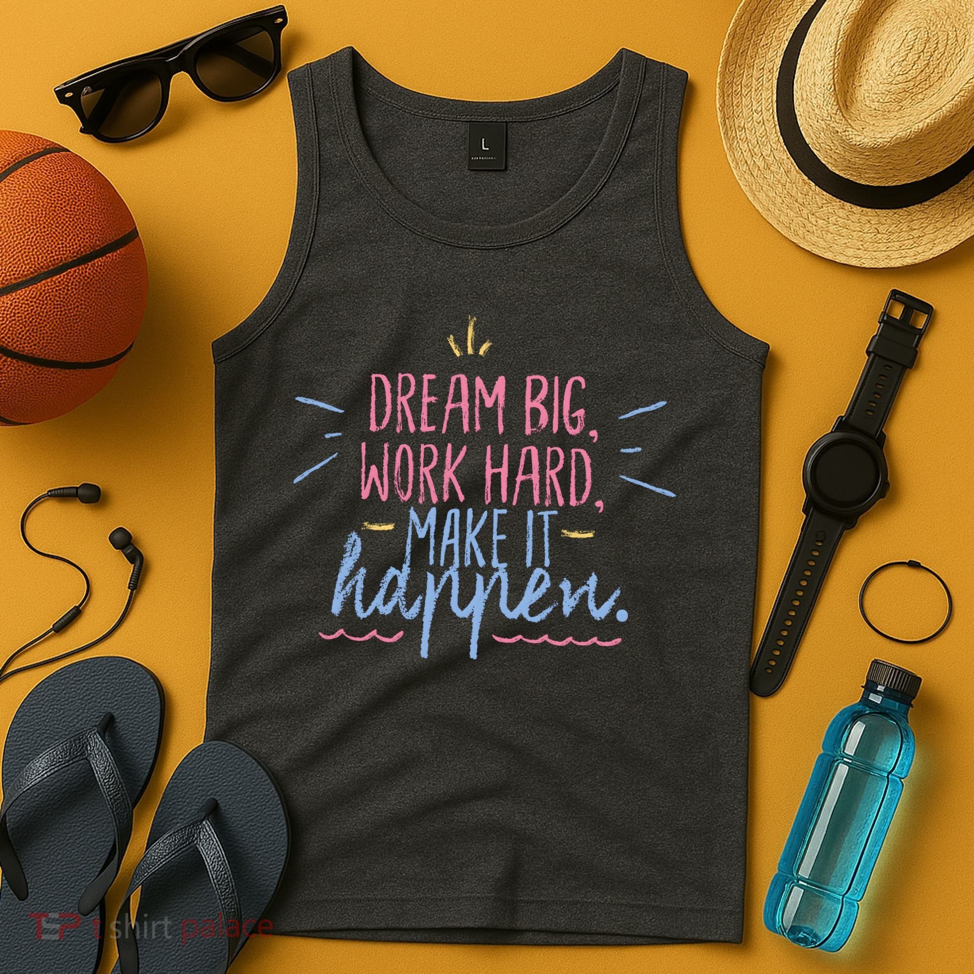Dream Big Work Hard Make It Happen Quote Tank Top