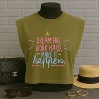 Dream Big Work Hard Make It Happen Quote Garment-Dyed Women's Muscle Tee thumb 3
